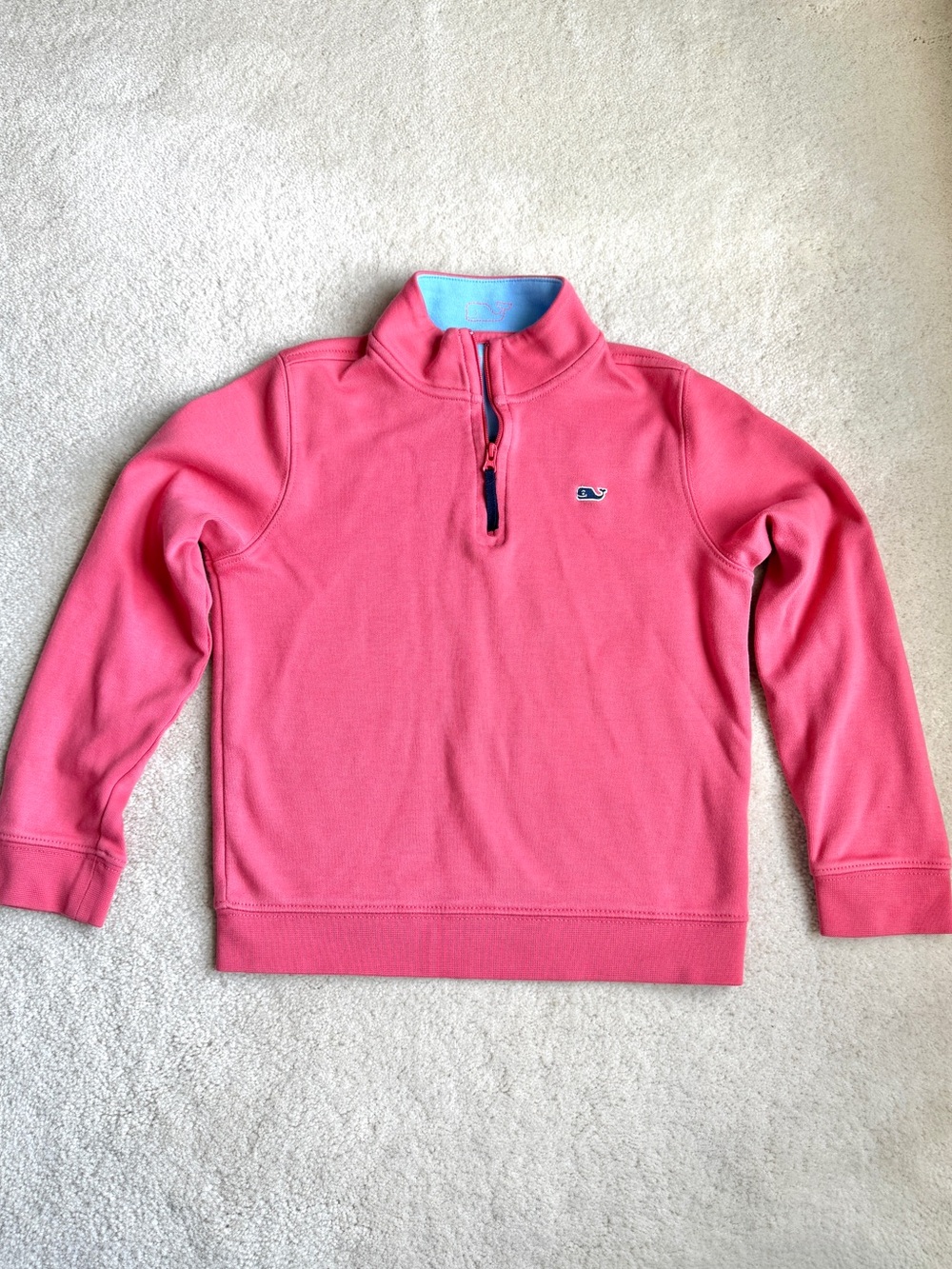 Vineyard Vines Jersey Salmon Coral PInk 1/4 Zip Pullover Boys 7
